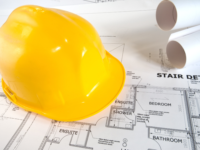 Construction Worker Hardhat & Plans